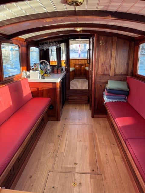 Amsterdam: Historic Boat Cruise with open bar and nibbles - Sophie’s Salon Boat Feel, With Indoor And Outdoor Seating