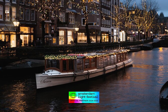Amsterdam Light Festival: Heated Boat Cruise + Hot Drinks & Bite - Amsterdam Light Festival lights look better from a covered boat