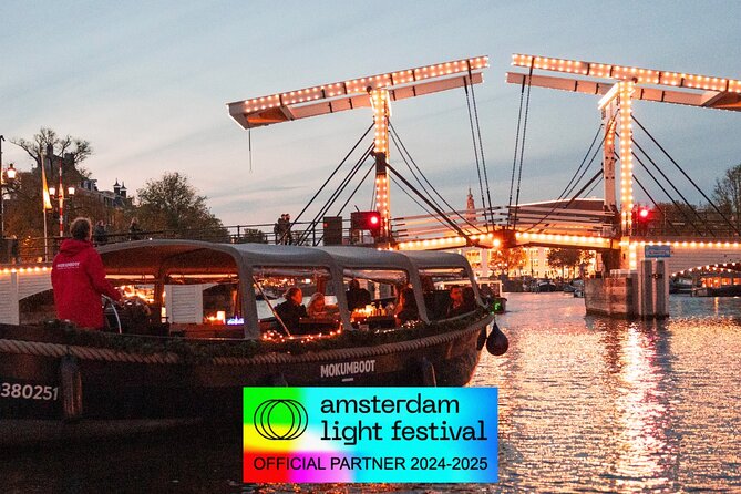 Amsterdam: Light Festival Open Boat - Unl. Drinks Option - Theater stop: where ballets and opera have played