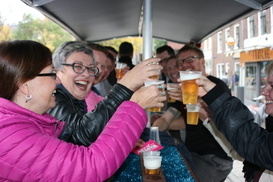 Amsterdam: Shared Party Bike Tour with Beer - Unlimited Beer, Prosecco, and the Optional 20L Boost
