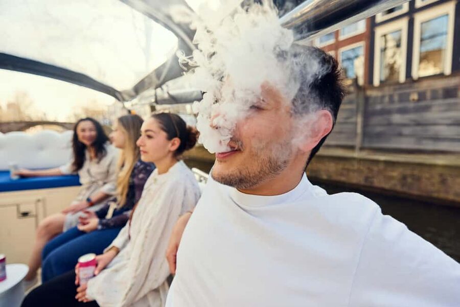 Amsterdam: Smoke & Cruise on covered Cannabis Boat With Bar - Key things to know before you go