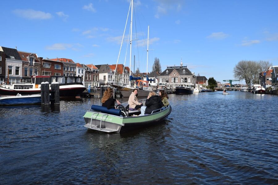 Leiden: Electric Boat Rental - How the electric boat feels on the water, quiet, easy, and sometimes underpowered