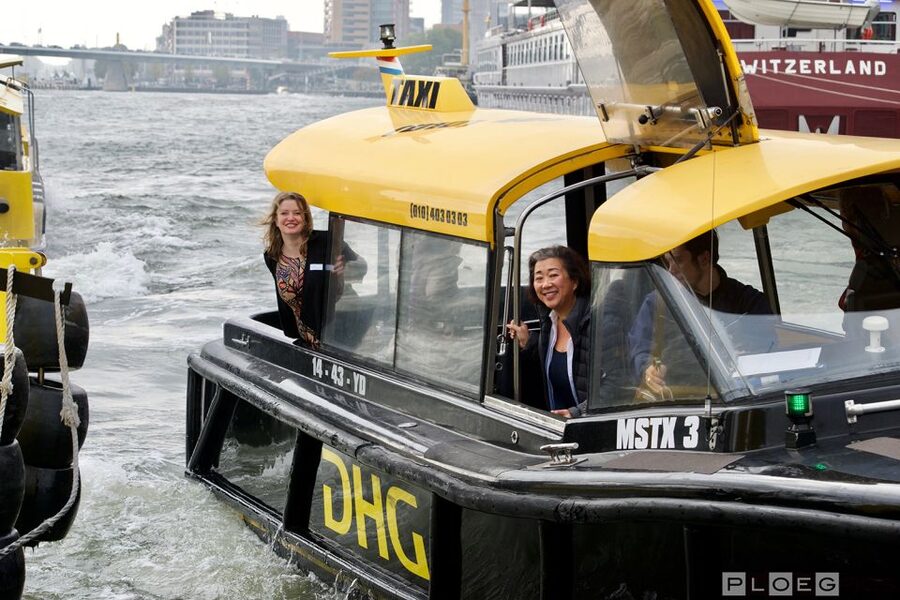 Rotterdam: De Rotterdam, Cube Houses, Watertaxi and Markthal - The water taxi and the Erasmus Bridge: the best way to read Rotterdam’s scale