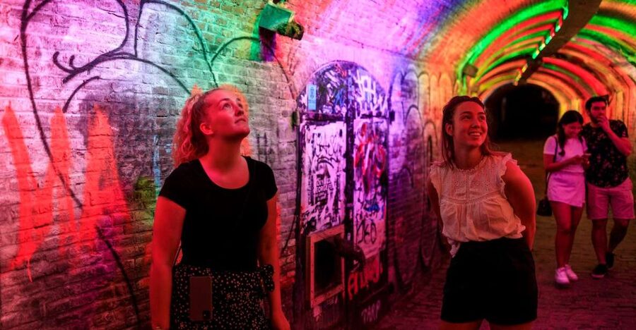 Utrecht: Guided Lumen Walking - Roman Castellum Wall made out of light: the route starts big